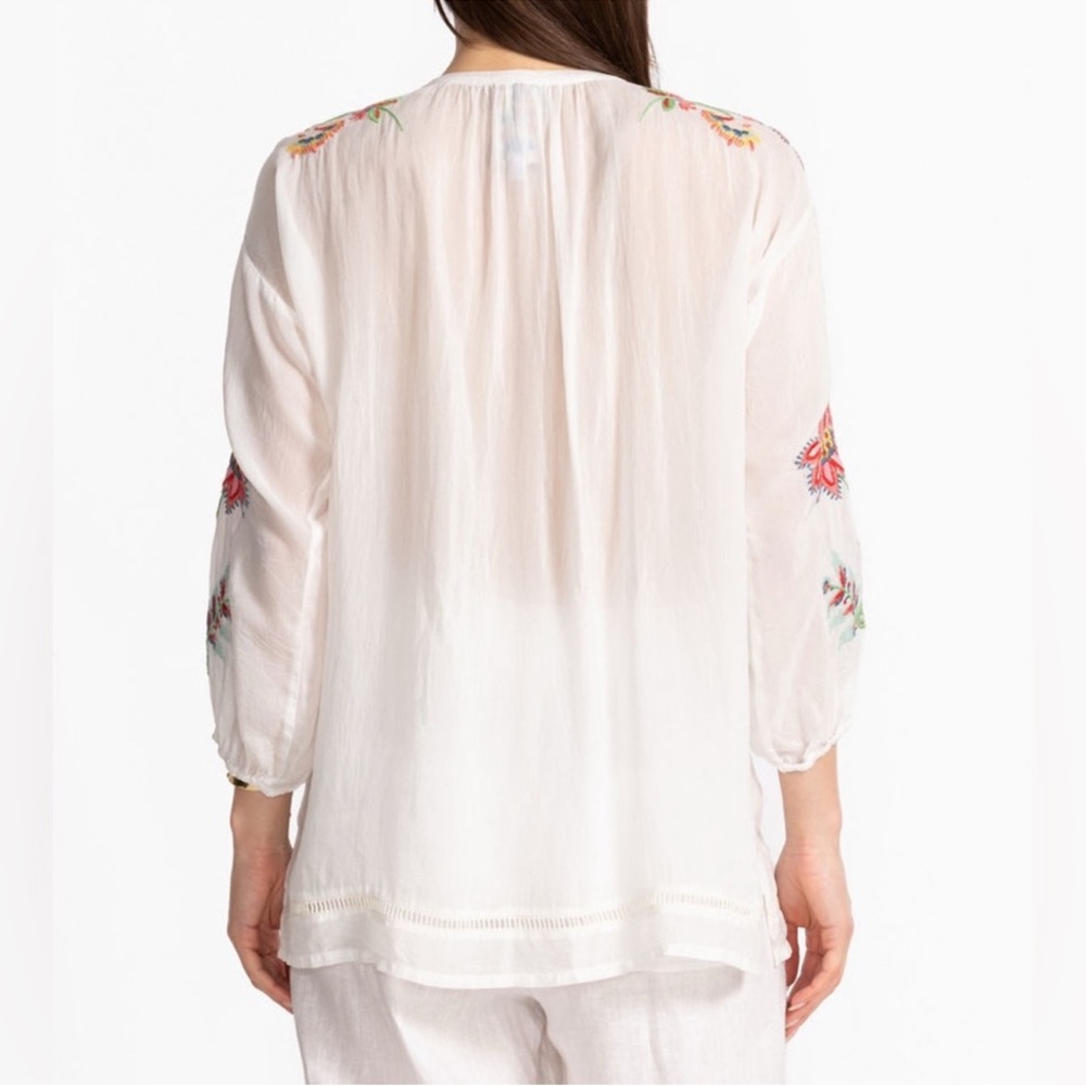 NWT! Retail $295 Johnny Was Ivory Blouse with Colorful Embroidery - Picture 3 of 10